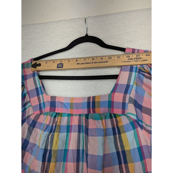 Terra & Sky Women's Plaid Ruffle Sleeve Square Neck Blouse Multicolor 0X 14W - Picture 8 of 10